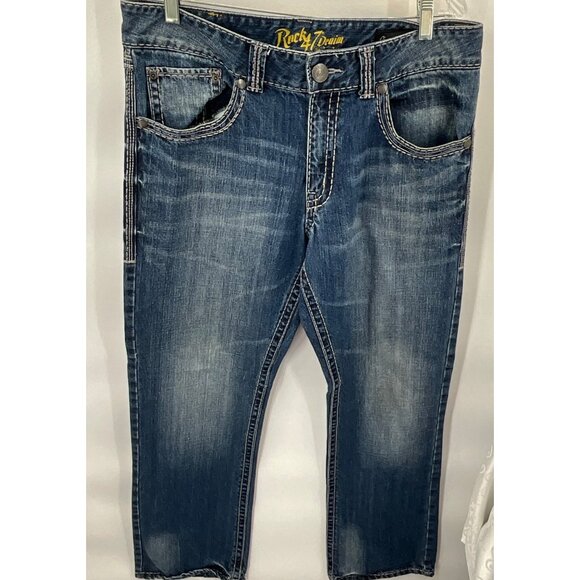 Rock 47 By Wrangler Blue Boot Cut Jeans 33x32 Mens Denim Pants - Picture 5 of 10